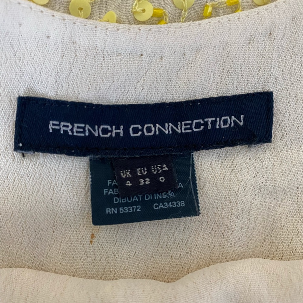 French Connection yellow and silver sequin dress
